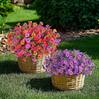INXUGAO Artificial Fake Flowers Plants for Outdoor Spring Summer Decor, 12 Bundles Faux Silk Flowers for Outdoor Outside Planter Colorful Daisy UV Resistant Look Real for Front Door Porch Patio Yard