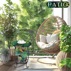 Outdoor Side Table Round Small Mosaic Patio Accent Indoor End Plant Coffee Tea Table for Yard Patio Porch Garden Living Room, Bedroom (Monster Leaf Style,14 Inch)