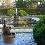 YI 27-Inch 2 Tier Water Fountains Outdoor Waterfall Barrel Fountain Pump Garden 2-Tier Barrel and Pump Waterfall Fountain, Plastic for Garden Patio Backyard Porc