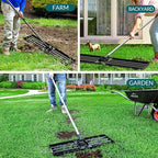 Walensee Lawn Leveling Rake, Levelawn Tool, Heavy Duty Effort Saving Lawn Level Tool, Steel Handle Lawn Leveler for Yard Garden Golf Course , Ease Level Soil Sand Dirt Surfaces, 7FT 30"x10"