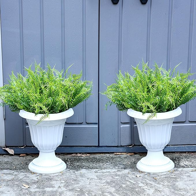 Set of 2 Large Potted Plants Artificial Ferns for Outdoor - Already Assembly Faux Ferns in Pots UV Resistant Realistic Fake Greenery Potted for Outdoor Home Office Patios Porches Yards Decor