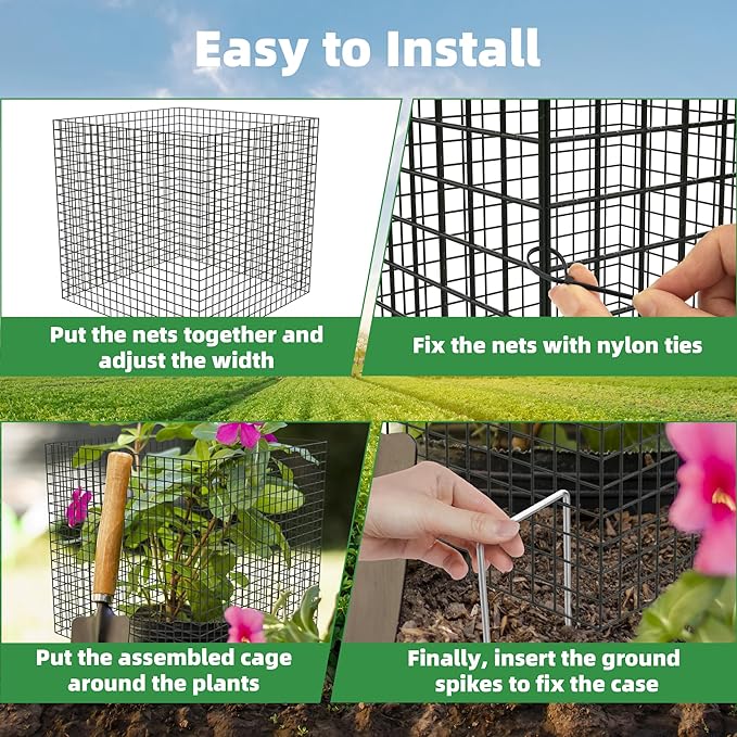 UNIFAMILY 20 Pcs Plant Protectors from Animals, 5 Packs Metal Wire Plant Cage, Garden Protector Cage from Deer, Mesh Garden Protector from Rabbits, Chicken Wire Plant Covers from Animals