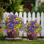 Artificial Flowers Outdoor Fake Plants - 12 Bundles UV Resistant Shrubs No Fade Faux Plastic Greenery Home Garden Porch Patio Decoration Indoor (1, Multi-12pcs)