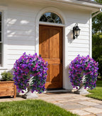 HyeFlora Bougainvillea Artificial Hanging Flowers Plants for Outdoors Decoration, 2pcs Fake Flowers Silk Bougainvillea Vines Realistic UV Resistant Faux Flowers for Outdoor Planters Porch Patio, Mix