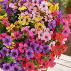 CEWOR 24 Bundles Artificial Flowers for Outdoor Indoor, Fake Silk Daisy with Eucalyptus Leaves, Faux Flower for Garden Front Door Porch Planter Patio Home Decor (6 Multicolor)