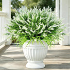 Faux Flowers for Outdoor Planters – 20 Bundles Fake Plants Outdoor, UV Resistant Artificial Plants & Flowers with Fake Monkey Grass, Faux Outdoor Plants for Porch Patio Garden Decor