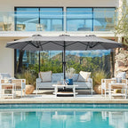SUPERJARE 13FT Outdoor Umbrella for Patio, Double sided Pool Umbrellas with Fade Resistant Canopy, Large Table Umbrella for Deck, Market, Backyard - Gray(No Base)