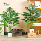 Der Rose 2Pcs Fake Plants 28'' Large Artificial Palm Tree and Faux Plants Indoor Tall in White Pots for Home Office Bathroom Patio Floor Outdoor Decor
