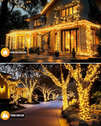 Brightown 4 Pack Solar String Lights for Outside, 184Ft 480 LED Solar Lights Outdoor Waterproof with 8 Modes, Solar Outdoor String Light for Patio Yard Tree Garden Party Decorations, Warm White