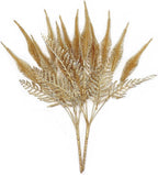 Artificial Golden Plants Decoration, Fake Plant Shrubs Plastic Grass Simulation Tail Leaves for Christmas Indoor Outdoor Hall Home Garden Planter Filler Party Verandah Wedding DIY Decor - Gold 2 Pack