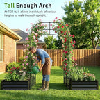 DoCred 3 in 1 Raised Garden Bed with 87in Tall Arch Trellis for Climbing Plants, Galvanized Planter Garden Box Outdoor for Gardening, Climbing Vegetables, Flower, Black