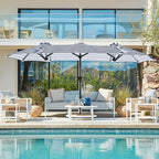 SUPERJARE 13FT Outdoor Umbrella for Patio, Double sided Pool Umbrellas with Fade Resistant Canopy, Large Table Umbrella for Deck, Market, Backyard - Blue & White Stripe