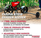 Chapin 8701B Garden Push Seeder Planter with 6 Seed Plates for up to 20 Varieties of Seeds, Zinc Plow Blade, Row Marker, Powder Coated Steel Frame, Red/Black