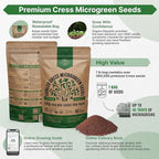 Organo Republic Cress Sprouting & Microgreens Seed - 360,000 Non-GMO Heirloom Seeds, Sprouts in Bulk 1lb Resealable Bag for Planting & Growing Microgreens in Soil, Coconut Coir, Aeroponic & Hydroponic
