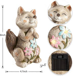 Smadeer Fox Statue for Garden Decor, Garden Statue with Solar Power Light for Outdoor Patio Porch Lawn Yard Backyard Oudside Indoor Shelf Decoration,Praying Fox Sculptures & Statues Woman