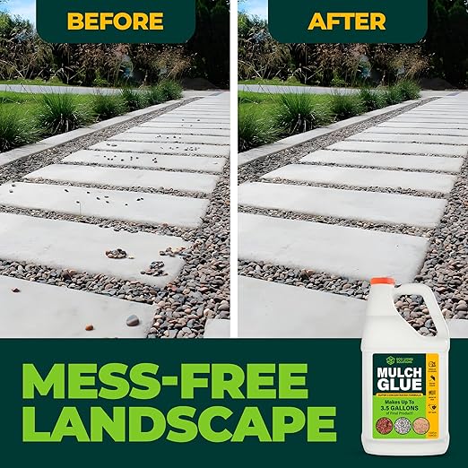 ECO LIVING SOLUTIONS Mulch Glue for Landscaping - Rock & Gravel Binder | Spray Glue for Paver Sealer | Landscape Glue for Mulch & Pebbles | Pet Safe & Plant Safe - 1 Gallon