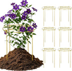 6 Pack Peony Cages and Supports, 12'' x 20'' Metal Removable Grid Flower Support Cage Set, 4-Leg Outdoor Plant Stake for Garden Peonies Tomato Hydrangea Strawberry (Gold)