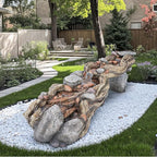 Jocoevol 60" Long Cascading Outdoor Rock Water Fountain, 5-Tier Tranquil River Waterfall, Realistic Rock Design, Serene Flowing Water Sound for Outdoor Garden, Patio, Landscaping, Home Decor
