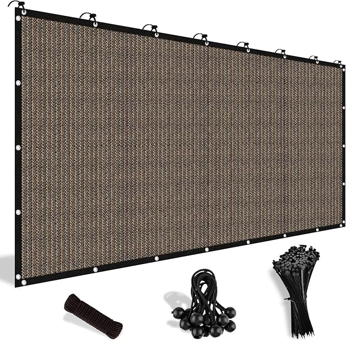 Shade&Beyond 90% Sun Shade Cloth with Grommets, 6' X 8' Pergola Shade Cover Canopy, Mesh Tarp Sun Screens for Patio, Outdoor, Garden, Backyard, Mocha