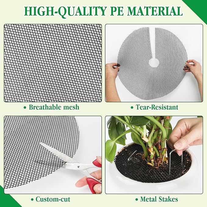 10pc 15.7" Plant Pot Grids Cuttable Plant Pot Soil Covers Protectors from Animals-Indoor Plant Pot Soil Guard for Outdoor Garden Plant Protection Breathable Mesh Prevents Digging