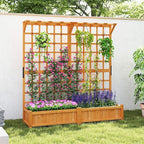 Giantex Large Raised Garden Bed with Trellis & Roof, 72" Wooden Garden Bed, High Trellis for Plant Flower Climbing Pot Hanging, Indoor & Outdoor Planter Box for Yard, Garden, Balcony