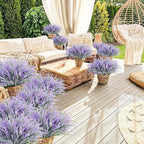 obbsie 30 Bundles Artificial Lavender Outdoor, 14.5" UV Resistant Faux Plants Outdoor Greenery Stems No Fade Plastic Fake Flowers for Window Garden Office Patio Porch Decor