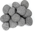Skyflame 3-5 Inch Round Lava Rock Pebbles, 15 Pounds Black Natural Tumbled Stones for Indoor Outdoor Gas Fire Pit|Fireplaces|Garden Landscaping Decoration| Cultivation of Potted Plants