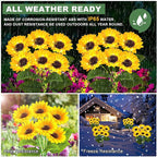 EDOF 2 Pack with 12 Sunflower Solar Lights Outdoor Garden Decor,Solar Flowers Lights Waterproof,Sunflowers Gifts for Mom Women Grandma Birthday,Decorative Stakes Lights for Landscape Yard Patio Lawn