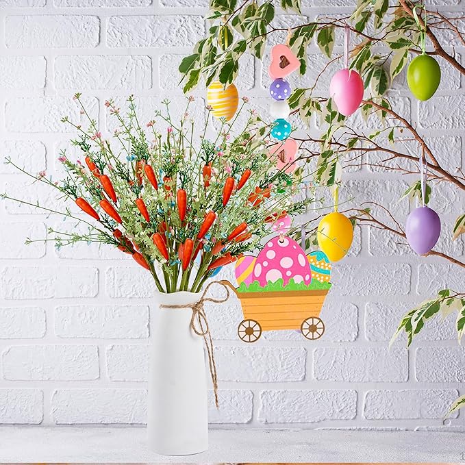 Easter Decorations 12 PCS Artificial Easter Stems with Carrots and Colorful Berries Easter Picks Berry Stems for Living Room Centerpieces Home Vase Decor and Easter Celebrations