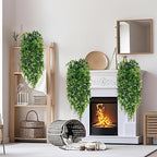 Waipfaru 4Pcs Fake Hanging Plants 2.7ft Fake Plants Eucalyptus Leaves UV Resistant Fake Vines Ivy Artificial Plants Outdoor Faux Plants Indoor Bedroom Living Room Boho Wall Porch Shelf Decor