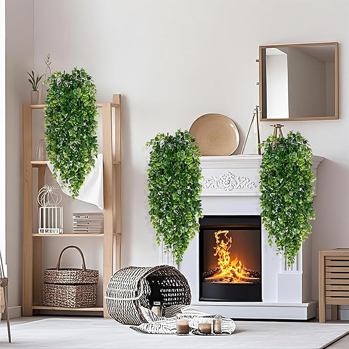 Waipfaru 8Pcs Fake Hanging Plants 2.7ft Fake Plants UV Resistant Fake Vines Artificial Decor for Indoor Outdoor Party Wall Porch Wedding Decoration