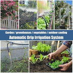 Dianrui 360° Curved Garden Automatic Irrigation System—50FT Drip Irrigation System for Garden,Lawn & Raisedbed & Greenhouse Watering Equipment, Drip Irrigation Kit with Adjustable Copper Nozzles 5/16"