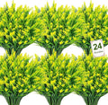 Bassion 24 Bundles Artificial Flowers for Outdoors, Fake Lavender Flowers with Monkey Grass UV Resistant Plastic Faux Plants for Outside Hanging Planter Window Box Garden Patio Front Porch Home Decor