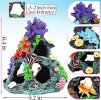 MyLifeUNIT Fish Tank Decorations, 7 Pieces Aquarium Plants Set with Coral Reef Decoration Mountain Cave Ornament for Betta, Goldfish, Shrimp to Breed, Play and Rest (Purple)