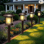 Benany Solar Outdoor Lights, 12 Pack Solar Pathway Lights Waterproof, Landscape Lighting for Path Walkway Lawn Garden Yard Outside Décor, Brown