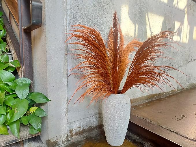 Pampas Grass Decor Tall,Burnt Orange Natural Pampas Grass, Dried Pompas Floral for Vase, Elegant Feather Flowers, Wedding Living Room Farmhouse Decorations(Natural Orange, 8pcs 31.5"(80cm))