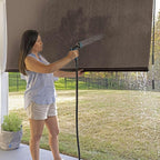 Coolaroo Outdoor Roller Shade with Wand - 90% UV Block Breathable Light Filtering Shade for Patio or Porch, Fade-Resistant, Easy-Clean Fabric, 6ft x 6ft, Mocha