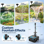 VIVOHOME 690GPH RGB Pond Filter Fountain with 6W LED Lights, 40W Submersible Water Pump with Multi-Stage Filtration for Koi Ponds, Waterfalls, Outdoor Water Features