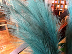 Premium Faux Dark Green Pampas Grass – 43.3" Tall Fluffy Decor, 8pcs 18-Branch One-Piece Stems No Assembly, Luxury Silk-Feel Feather Flowers for Boho Botanical Jungle Home Decor (Forest Green, 110cm)
