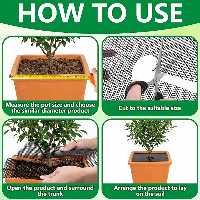 Adnee 8 Pcs 11.8 Inch Plant Pot Grids, Cuttable Plant Pot Soil Covers Protectors from Animals, Indoor Square Planter Pots Soil Guard for Outdoor Garden Plants Protection