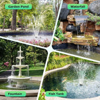 POPOSOAP Solar Fountain Pump, 45W Solar Pond Pump Kit with 340GPH Flow Rate Adjustable, PVC Tubing Solar Powered Water Pump for Outdoor Fountains, Garden, Ponds, Pools, Fish Tank, Backyard P145H