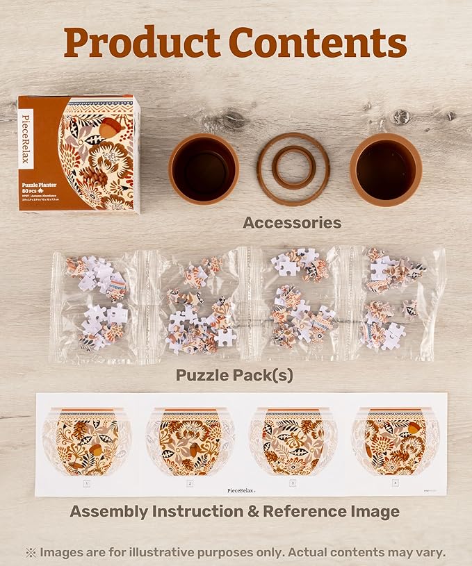 PieceRelax 3D Puzzle Planter 80 Pieces - Flower Pot - Oriental Birds and Flowers, for Mom, Home Decor Flower Pots for Indoor Cactus, Succulents Pots [K1115]