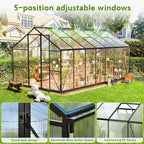 Wanan 8x14FT Greenhouses for Outdoors, Quick Assembly Polycarbonate Green House with UV Protection, Windproof Aluminum Frame Heavy Duty, Adjustable Roof Vent for Backyard or Outdoor Garden Use