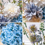 LUEUR Fake Flowers with Vase, Hydrangea Artificial Flowers in Vase Faux Flowers Arrangement Suitable for Home Kitchen Living Room Fall Spring Decor Office Decoration, Centerpiece Table Decorations