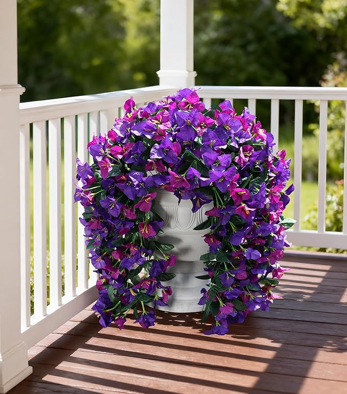 Faux Bougainvillea Artificial Flowers Plants for Outdoors Outside Decoration, 2pcs Fake Flowers Silk Long Trailing Vines UV Resistant Realistic for Front Door Porch Planter Urn Patio Balcony Yard, Mix
