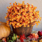 Artificial Fall Flowers Outdoor Fake Mums - 12 Bundles Fake Plants UV Resistant No Fade Faux Plastic Greenery Garden Porch Patio Fall Home Decor(RedOrangeYellow)