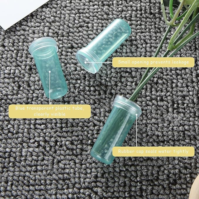 400-Pack Floral Water Tubes for Flower Arrangements, 1.6 Inch Flower Water Vials with Caps, Plastic Rose Water Tubes for Milkweed Stem Cuttings Arrangements, Blue (0.7 Inch Opening)