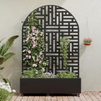 Casaphoria Metal Raised Garden Bed with Trellis and Wheels, 72"x47"x16" Planter Box for Climbing Plants, Vegetables & Vines, Features Drainage Holes and Privacy Screen (Black-Helen)