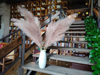 Premium Faux Khaki Pampas Grass – 43.3" Tall Fluffy Earth-Toned Decor, 8pcs 18-Branch One-Piece Stems No Assembly, Luxury Silk Feather Flowers for Boho Military Green Decor,Olive Beige 8 Stems110cm