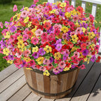 Alupssuc 48 Bundles Artificial Flowers for Outdoors Decoration, UV Resistant Silk Faux Daisy Flora Spring Fake Plastic Plants Greenery for Outside Indoor Yard Home Porch Window Box Decor, Mix 5 Colors